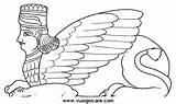 Mesopotamia Sfinge Assira Assiri Midisegni Divinità Babilonia Antica sketch template