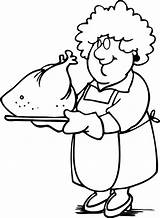 Coloring Cooking Pages Thanksgiving Kids Turkey Grandma Color Mother Cooked Clipart Drawing Holiday Printable Kitchen Cliparts Colouring Sheets Mom Clip sketch template
