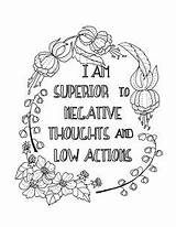 Coloring Am Negative Thoughts Adult Pages Printable Digital Superior Affirmation Self Pdf Affirmations Gift Print sketch template