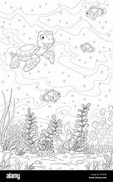Zeichnen Underwater Ebenen Separaten Unterwasserlandschaft Malbuch Separate Layers sketch template