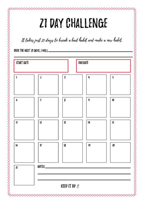 day challenge printable track  habits  years resolution