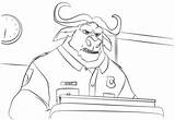 Zootopia Coloring Pages Bogo Chief Color Printable Go Flash Drawing Characters Kids A4 Anime sketch template