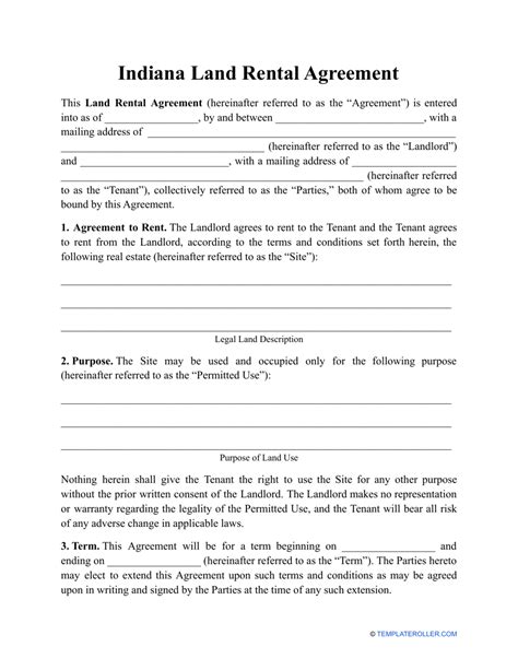 indiana commercial lease agreement template  word eforms
