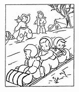 Coloring Winter Sled Pages Playing Season Kids Sledding Group Color Childrens Three Printable Print Nimbus Getcolorings Getdrawings Comments sketch template