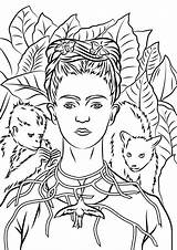Frida Kahlo Autorretrato Espinas Colorare Paintings Thorns Disegni Cuadros Quadros Criandocomapego Supercoloring Retratos Autoritratto Artes Descripción Acessar Crianças sketch template