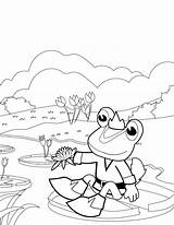Coloring Pages Lake Pond Frog Prince Duck Rain Printable Umbrella Books Under Popular Coloringhome sketch template