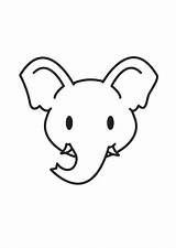 Coloring Elephant Head sketch template