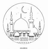 Colouring Mosque Eid Islamic Adabi Kareem Outline Enfants Mosques sketch template