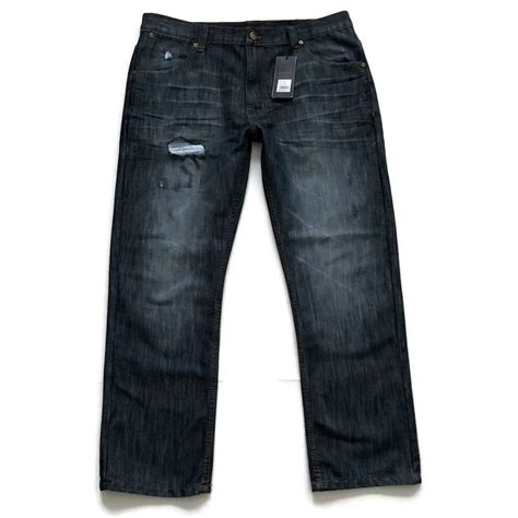 paper denim cloth mens jeans size    slim straight fit distressed indigo paperdenimcloth