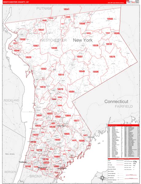 Westchester County Ny Zip Code Maps Red Line