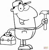 Coloring Pages Tool Mail Construction Box Teacher Carrier Barber Worker Hat Clipart Mechanic Drawing Mailman Hammer Ever Workers Tools Getcolorings sketch template