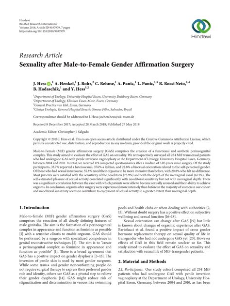 pdf sexuality after male to female gender affirmation surgery