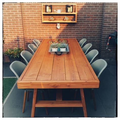 zelfgemaakte tuintafel van douglas hout table outdoor table home decor