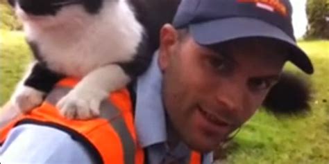 A Real Life Postman Pat And His Black And White Cat Video