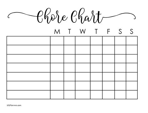 printable chore charts printable chore chart  chore charts