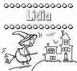 Lidia Nombres Colorear Bruja sketch template
