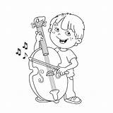 Cello Trombone Profilo Ragazzo Fumetto Coloritura Pagina Violoncello Gioca Violin sketch template