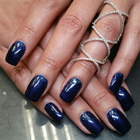 navy blue  sparkle gel nail designs   zaza salon  day spa