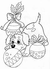 Coloring Christmas Pages Printable Puppy Sheets Light Animal Book Winter Card Pokemon Adult Dogs Color Kids Drawing Dibujos Adults Dog sketch template