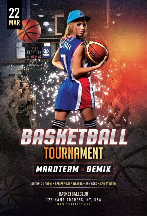 basketball tournament psd flyer template  creative flyer