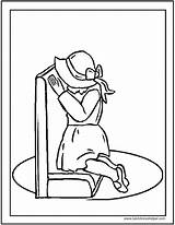 Catholic Prayers Girl Kneeling Dieu Prie Praying Coloring Kneeler Easy Roman Traditional Saintanneshelper sketch template