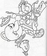 Coloring Pages Cogsworth Lumiere Potts Mrs Disney Colouring Beast Beauty Adult Book Printables Belle sketch template