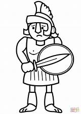 Greek Soldier Ancient Cartoon Coloring Pages Drawing Greece Odysseus Soldiers Clipart Military Printable Getdrawings Color sketch template