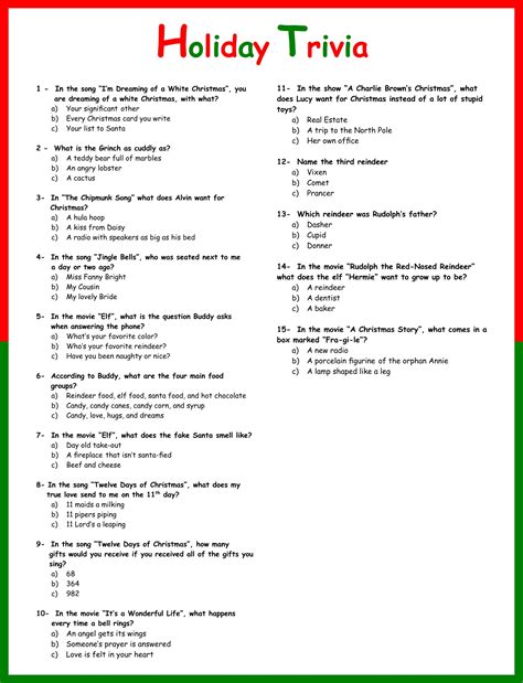 printable christmas trivia questions christmas