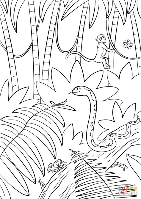 jungle scene coloring page  printable coloring pages