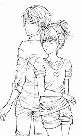 Anime Coloring Pages Couples Hugging Lineart Tattoo Inside Couple Unique sketch template