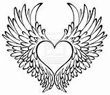 Wings Pages Coloring Angel Heart Getcolorings Printable Hearts sketch template