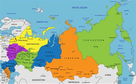 russia political map  capital moscow national borders important