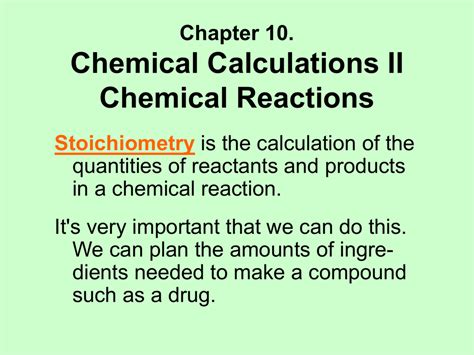 chemical calculations ii reactions