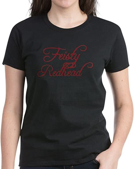cafepress feisty redhead women s dark t shirt cotton t shirt amazon