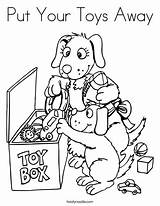 Coloring Toys Away Put Toy Box sketch template