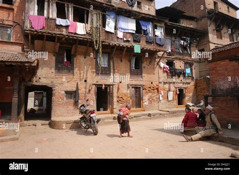 old houses of bhaktapur kathmandu valley nepal stock
