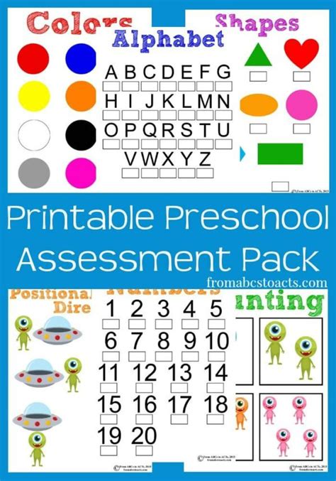printable preschool assessment pack  abcs  acts