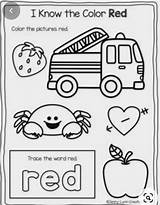 Red Preschool Color Worksheets Activities Worksheet Toddler Kindergarten Lesson Math Printable Education Know Colors sketch template
