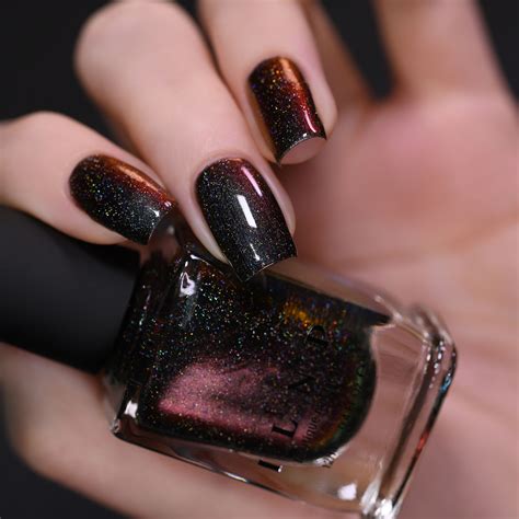 eclipse  black  red holographic ultra chrome nail polish  ilnp