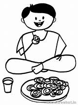 Coloring Boy Pages Eating Indian Jalebi Sweets Clipart Treehut Views sketch template