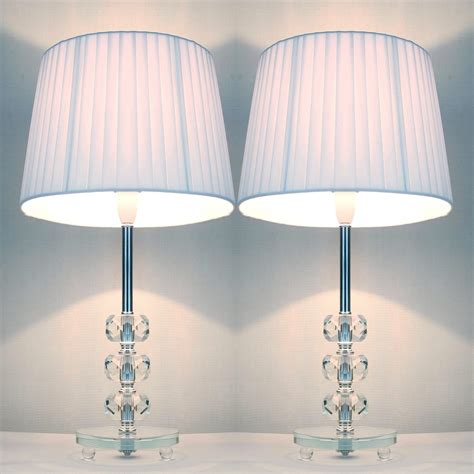 buy pair   table bedside lamps  crystals  stem