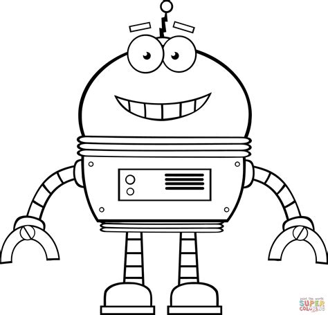 smiling robot coloring page  printable coloring pages