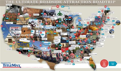 ultimate roadside attraction roadtrip infographic visualistan
