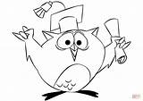 Coloring Owl Pages Graduation Cartoon Graduating Printable Graduate sketch template