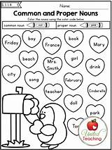 Proper Common Noun Worksheets Coloring Nouns Grade Pages Color 1st Language Arts Valentine Grammar First Activities Valentines Kindergarten Literacy Teacherspayteachers sketch template