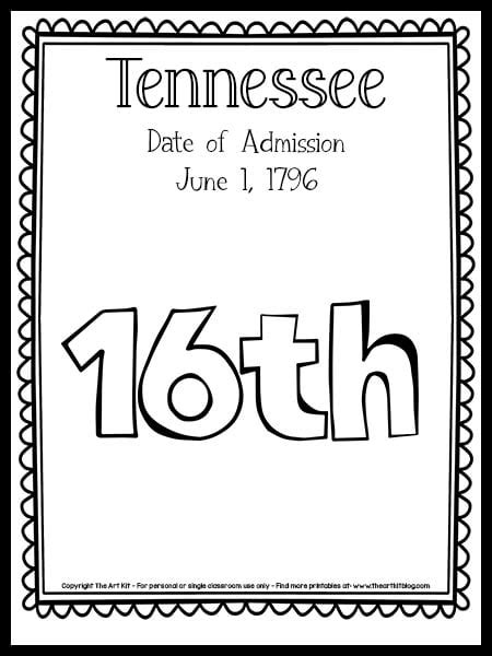 tennessee   state coloring page  printable  art kit