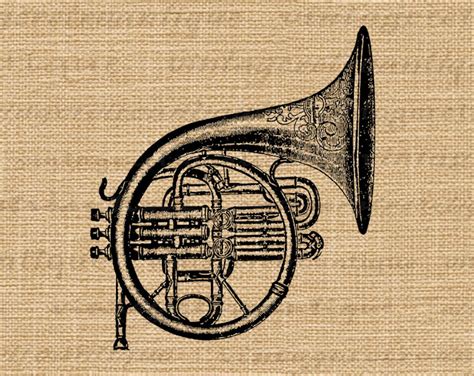 printable french horn graphic brass musical instrument  etsy