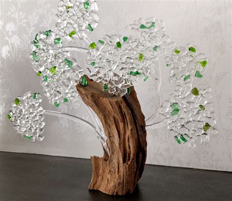 Fused Glass Tree And Wood Composition Fused Glass Art Glass Art