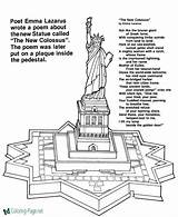 Liberty Statue Coloring Pages Printable Poem Facts Kids Below sketch template
