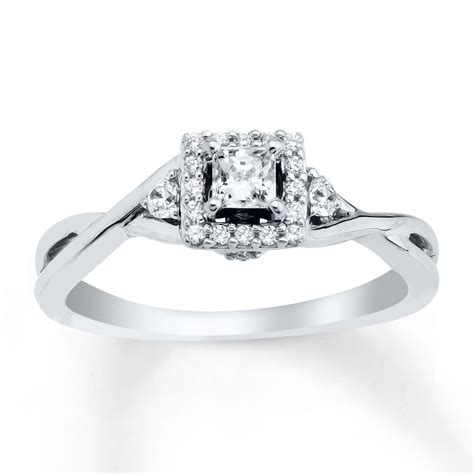diamond engagement ring 1 3 ct tw princess cut 10k white